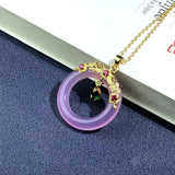 Green Chalcedony 925 Silver Donut Pendant Necklace