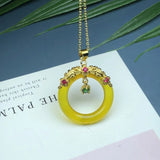 Green Chalcedony 925 Silver Donut Pendant Necklace