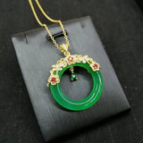 Green Chalcedony 925 Silver Donut Pendant Necklace