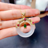 Green Chalcedony 925 Silver Donut Pendant Necklace