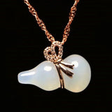 Green Chalcedony Gourd Pendant 925 Silver Agate Necklace