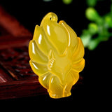 Green Chalcedony Nine-tailed Fox Pendant - Men's & Women's Fox Necklace
