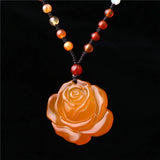 Natural Green Chalcedony Hand-carved Rose Pendant Boutique Jewelry