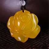 Natural Green Chalcedony Hand-carved Rose Pendant Boutique Jewelry