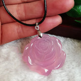 Natural Green Chalcedony Hand-carved Rose Pendant Boutique Jewelry