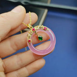 Green Chalcedony Safe Buckle Pendant 925 Silver Agate Necklace
