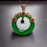 Green Chalcedony Safe Buckle Pendant 925 Silver Agate Necklace