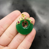 Green Chalcedony Hand-carved Safe Buckle Pendant 925 Silver Inlaid Necklace