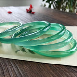 Green Chalcedony Hand-carved Round Bracelet Boutique Jewelry