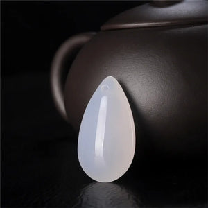 Green Chalcedony Water Drop Pendant Necklace