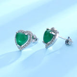 Green Chalcedony Heart Earrings for Women