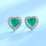 Green Chalcedony Heart Earrings for Women