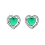 Green Chalcedony Heart Earrings for Women