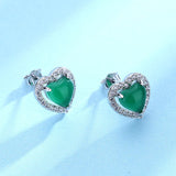 Green Chalcedony Heart Earrings for Women