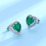 Green Chalcedony Heart Earrings for Women