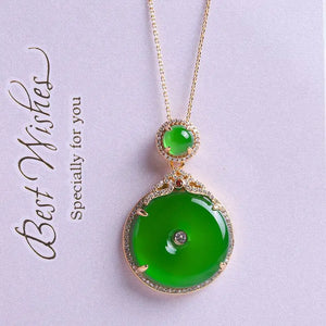 Green Chalcedony Pendant Necklace 925 Silver Agate Jewelry