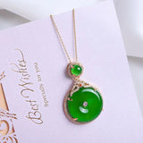 Green Chalcedony Pendant Necklace 925 Silver Agate Jewelry