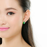 Green Chalcedony Earrings 925 Sterling Silver Vintage Jewelry Women Gift