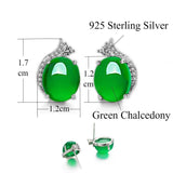 Green Chalcedony Earrings 925 Sterling Silver Vintage Jewelry Women Gift
