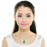 Green Chalcedony Water Drop Pendant Sterling Silver Necklace