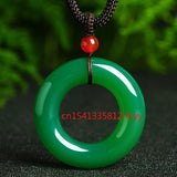 Green Chalcedony Pendant Charm Hand-Carved Necklace for Women Men