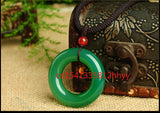 Green Chalcedony Pendant Charm Hand-Carved Necklace for Women Men