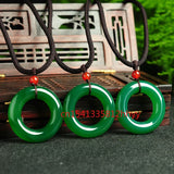Green Chalcedony Pendant Charm Hand-Carved Necklace for Women Men