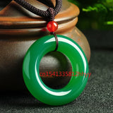 Green Chalcedony Pendant Charm Hand-Carved Necklace for Women Men