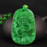 Green Chinese Agate Dragon Rose Pendant Jade Necklace Charm Jewelry