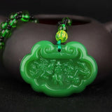Green Chinese Agate Dragon Rose Pendant Jade Necklace Charm Jewelry