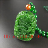 Natural Green Chinese Dragon Carved Jade Pendant Necklace Charm Jewellery