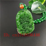 Natural Green Chinese Dragon Carved Jade Pendant Necklace Charm Jewellery