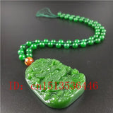 Natural Green Chinese Dragon Carved Jade Pendant Necklace Charm Jewellery