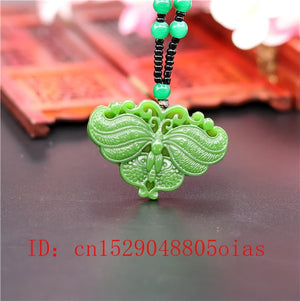 Green Chinese Jade Butterfly Pendant Necklace Charm Jewelry
