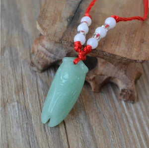 Green Chinese Jade Cicada Pendant Agate Necklace Charm