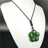 Green Jade Clover Pendant Necklace for Women