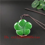 Green Jade Clover Pendant Necklace for Women