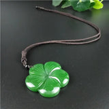 Green Jade Clover Pendant Necklace for Women