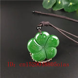 Green Jade Clover Pendant Necklace for Women