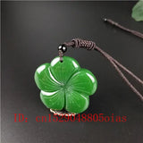 Green Jade Clover Pendant Necklace for Women