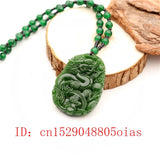 Green Chinese Jade Dragon Pendant Necklace Charm Jadeite Jewelry