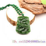 Natural Green Chinese Jade Dragon Pendant Necklace for Women and Men