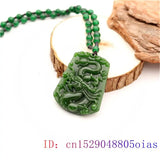 Natural Green Chinese Jade Dragon Pendant Necklace for Women and Men