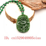 Green Chinese Jade Dragon Pendant Necklace Charm Jadeite Jewelry