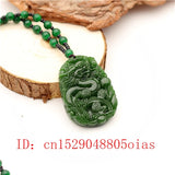 Green Chinese Jade Dragon Pendant Necklace Charm Jadeite Jewelry