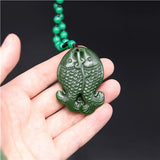Green Jade Fish Pendant Pisces Necklace Charm Jadeite Jewelry