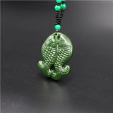 Green Jade Fish Pendant Pisces Necklace Charm Jadeite Jewelry