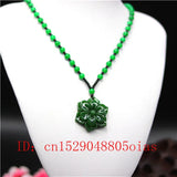 Green Chinese Jade Flower Pendant Necklace Charm Jadeite Jewelry
