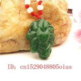 Green Jade Nine-tailed Fox Pendant Necklace Charm Jadeite Jewelry