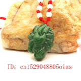 Green Jade Nine-tailed Fox Pendant Necklace Charm Jadeite Jewelry